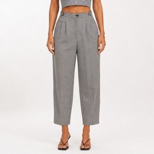 90s Houndstooth Pleated Ankle Pants Womens 8 Black White Minimalist Y2K Mod Slim